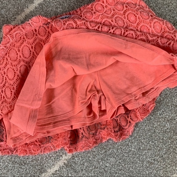 DKNY Peach Coral Crochet Lace Circle Skirt w/ Shorts 5 - Picture 2 of 4